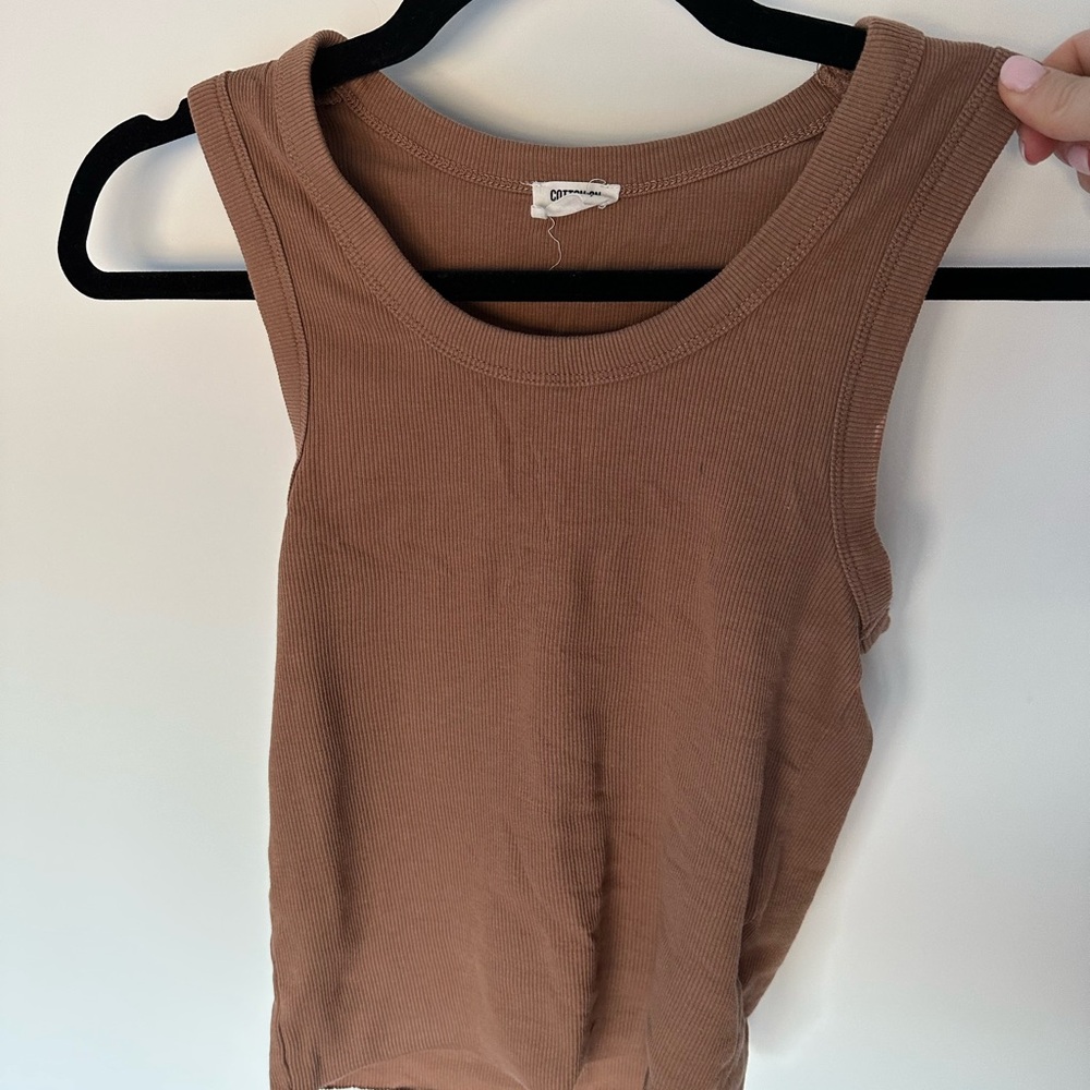 Dynamite Brown Ribbed Tank Top - Picture 2 of 3